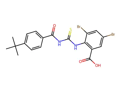 3,5-dibromo-2-[(4-tert-butylbenzoyl)carbamothioylamino]benzoic acid structure