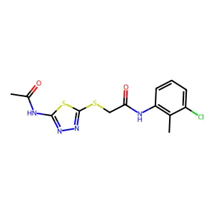 2-((5-acetamido-1,3,4-thiadiazol-2-yl)thio)-N-(3-chloro-2-methylphenyl)acetamide structure