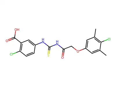 2-chloro-5-[[2-(4-chloro-3,5-dimethyl-phenoxy)acetyl]thiocarbamoylamino]benzoic Acid structure