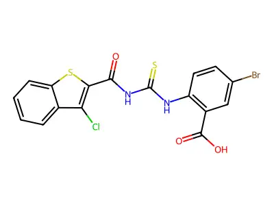 5-Bromo-2-[(3-chloro-1-benzothiophene-2-carbonyl)carbamothioylamino]benzoic acid structure