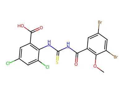 3,5-dichloro-2-[(3,5-dibromo-2-methoxy-benzoyl)thiocarbamoylamino]benzoic Acid structure