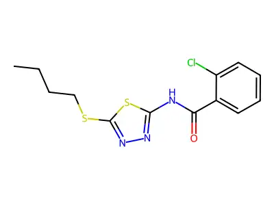 N-(5-butylsulfanyl-1,3,4-thiadiazol-2-yl)-2-chlorobenzamide structure