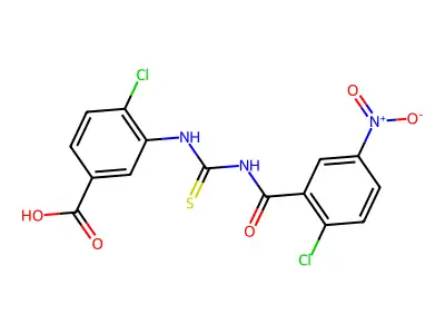 4-Chloro-3-[(2-chloro-5-nitrobenzoyl)carbamothioylamino]benzoic acid structure
