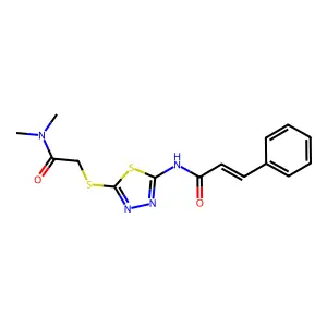 (2E)-N-(5-{[2-(dimethylamino)-2-oxoethyl]sulfanyl}-1,3,4-thiadiazol-2-yl)-3-phenylprop-2-enamide structure