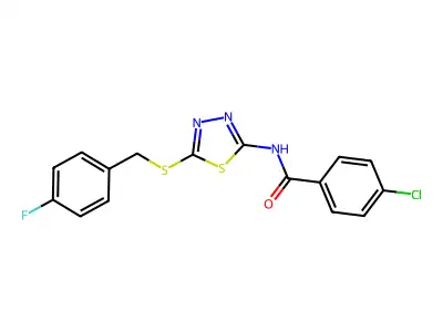 4-chloro-N-(5-{[(4-fluorophenyl)methyl]sulfanyl}-1,3,4-thiadiazol-2-yl)benzamide structure
