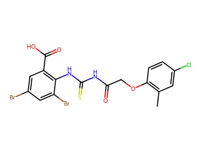 3,5-dibromo-2-[[2-(4-chloro-2-methyl-phenoxy)acetyl]thiocarbamoylamino]benzoic Acid structure