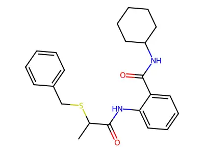 2-(2-benzylsulfanylpropanoylamino)-N-cyclohexylbenzamide structure