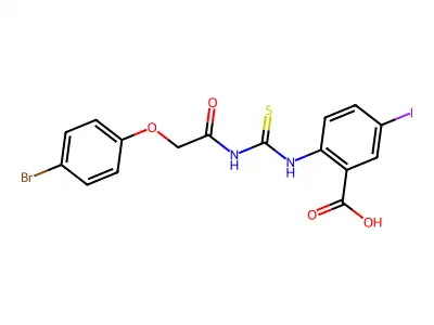 2-[[2-(4-Bromophenoxy)acetyl]carbamothioylamino]-5-iodobenzoic acid structure