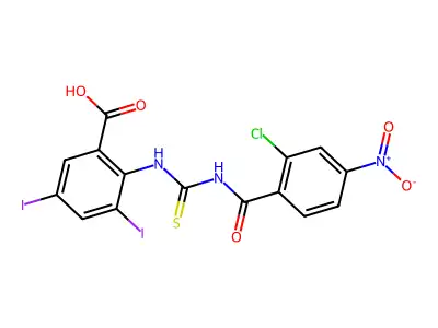 2-[[[(2-Chloro-4-nitrobenzoyl)amino]thioxomethyl]amino]-3,5-diiodo-benzoic acid structure
