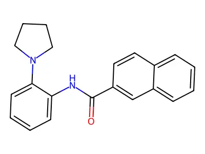 N-(2-pyrrolidin-1-ylphenyl)naphthalene-2-carboxamide structure