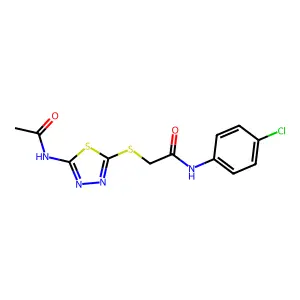 2-((5-acetamido-1,3,4-thiadiazol-2-yl)thio)-N-(4-chlorophenyl)acetamide structure