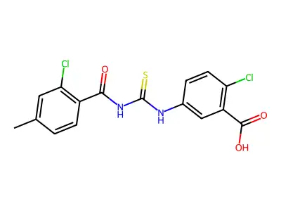 2-Chloro-5-({[(2-chloro-4-methylphenyl)carbonyl]carbamothioyl}amino)benzoic acid structure
