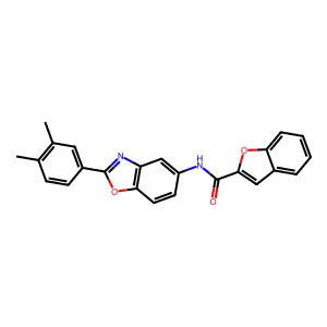 N-[2-(3,4-dimethylphenyl)-1,3-benzoxazol-5-yl]-1-benzofuran-2-carboxamide structure