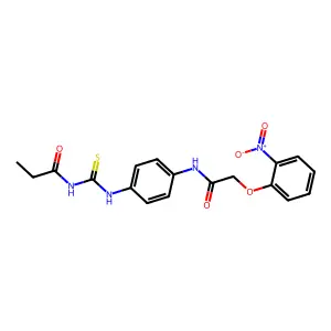 N-[(4-{[(2-nitrophenoxy)acetyl]amino}phenyl)carbamothioyl]propanamide structure