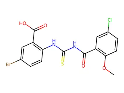 5-Bromo-2-[[[(5-chloro-2-methoxybenzoyl)amino]thioxomethyl]amino]-benzoic acid structure