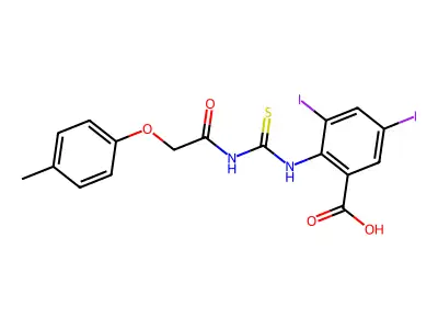 3,5-Diiodo-2-[[[[(4-methylphenoxy)acetyl]amino]thioxomethyl]amino]-benzoic acid structure