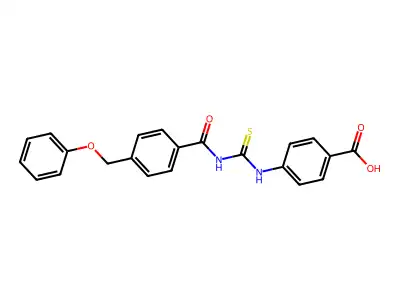 4-[[[[4-(Phenoxymethyl)benzoyl]amino]thioxomethyl]amino]-benzoic acid structure