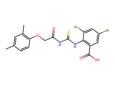 3,5-Dibromo-2-[[[[(2,4-dimethylphenoxy)acetyl ]amino]thioxomethyl ]amino]-benzoic acid structure
