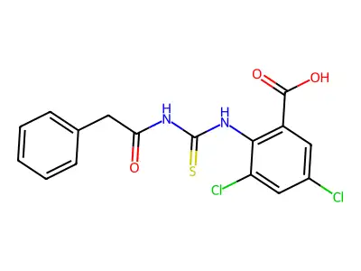 3,5-Dichloro-2-[(2-phenylacetyl)carbamothioylamino]benzoic acid structure