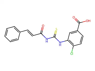 4-chloro-3-({[(2E)-3-phenylprop-2-enoyl]carbamothioyl}amino)benzoic acid structure