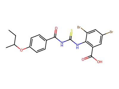 3,5-Dibromo-2-[(4-butan-2-yloxybenzoyl)carbamothioylamino]benzoic acid structure