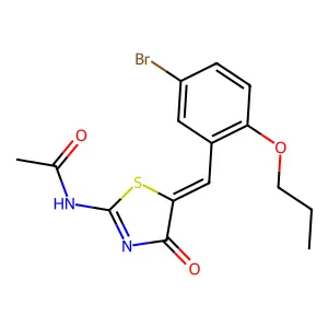 N-[(5Z)-5-(5-bromo-2-propoxybenzylidene)-4-oxo-4,5-dihydro-1,3-thiazol-2-yl]acetamide structure