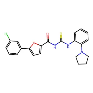 5-(3-chlorophenyl)-N-[(2-pyrrolidin-1-ylphenyl)carbamothioyl]furan-2-carboxamide structure