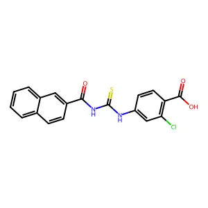 2-Chloro-4-{[(naphthalen-2-ylcarbonyl)carbamothioyl]amino}benzoic acid structure