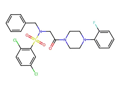 N-benzyl-2,5-dichloro-N-[2-[4-(2-fluorophenyl)piperazin-1-yl]-2-oxoethyl]benzenesulfonamide structure