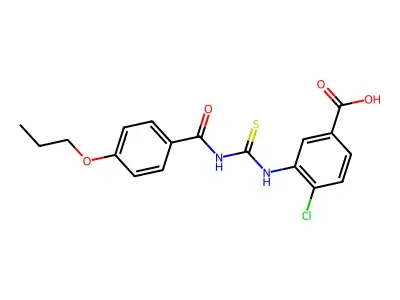 4-Chloro-3-[(4-propoxybenzoyl)carbamothioylamino]benzoic acid structure