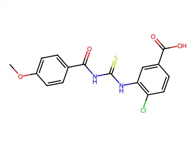 4-Chloro-3-[[[(4-methoxybenzoyl)amino]thioxomethyl]amino]-benzoic acid structure