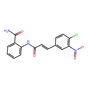 2-{[(E)-3-(4-chloro-3-nitrophenyl)-2-propenoyl]amino}benzenecarboxamide structure