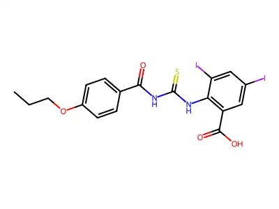 3,5-Diiodo-2-[(4-propoxybenzoyl)carbamothioylamino]benzoic acid structure