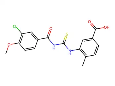 3-[[[(3-Chloro-4-methoxybenzoyl)amino]thioxomethyl]amino]-4-methyl-benzoic acid structure