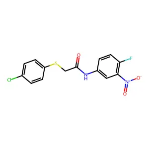 2-[(4-chlorophenyl)sulfanyl]-N-(4-fluoro-3-nitrophenyl)acetamide structure