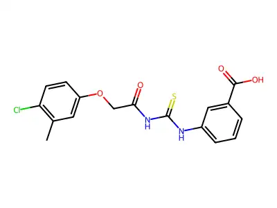 3-[[[[(4-Chloro-3-methylphenoxy)acetyl]amino]thioxomethyl]amino]-benzoic acid structure