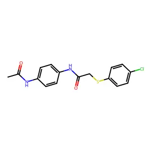 N-(4-acetamidophenyl)-2-(4-chlorophenyl)sulfanylacetamide structure