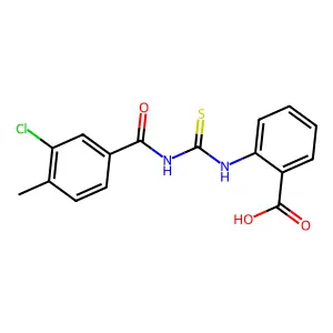 2-[[[(3-Chloro-4-methylbenzoyl)amino]thioxomethyl]amino]-benzoic acid structure