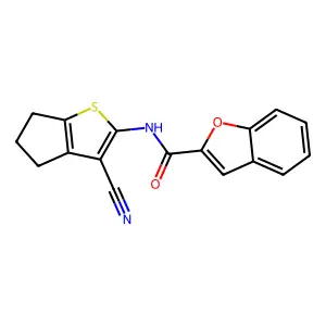 N-(3-cyano-5,6-dihydro-4H-cyclopenta[b]thiophen-2-yl)-1-benzofuran-2-carboxamide structure