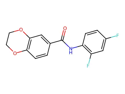 N-(2,4-difluorophenyl)-2,3-dihydro-1,4-benzodioxine-6-carboxamide structure