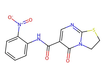 N-(2-nitrophenyl)-5-oxo-3,5-dihydro-2H-thiazolo[3,2-a]pyrimidine-6-carboxamide structure