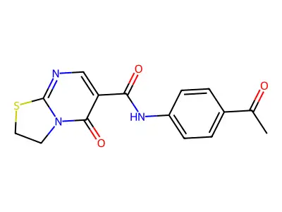 N-(4-acetylphenyl)-5-oxo-3,5-dihydro-2H-thiazolo[3,2-a]pyrimidine-6-carboxamide structure