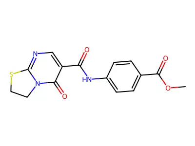 methyl 4-(5-oxo-3,5-dihydro-2H-thiazolo[3,2-a]pyrimidine-6-carboxamido)benzoate structure