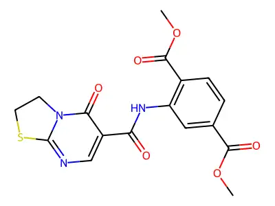 1,4-dimethyl 2-{5-oxo-2H,3H,5H-[1,3]thiazolo[3,2-a]pyrimidine-6-amido}benzene-1,4-dicarboxylate structure