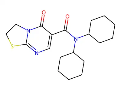 N,N-dicyclohexyl-5-oxo-2,3-dihydro-[1,3]thiazolo[3,2-a]pyrimidine-6-carboxamide structure