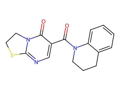 6-(1,2,3,4-tetrahydroquinoline-1-carbonyl)-2H-thiazolo[3,2-a]pyrimidin-5(3H)-one structure