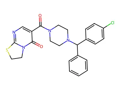 6-{4-[(4-chlorophenyl)(phenyl)methyl]piperazine-1-carbonyl}-2H,3H,5H-[1,3]thiazolo[3,2-a]pyrimidin-5-one structure