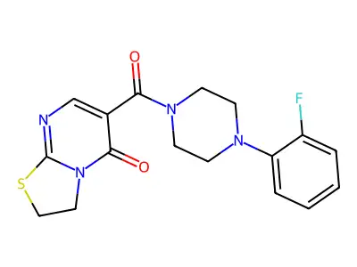 6-[4-(2-fluorophenyl)piperazine-1-carbonyl]-2H,3H,5H-[1,3]thiazolo[3,2-a]pyrimidin-5-one structure