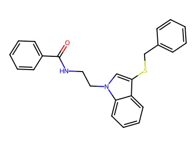 N-[2-(3-benzylsulfanylindol-1-yl)ethyl]benzamide structure
