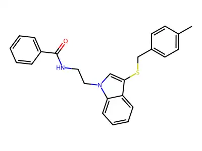 N-(2-(3-((4-methylbenzyl)thio)-1H-indol-1-yl)ethyl)benzamide structure